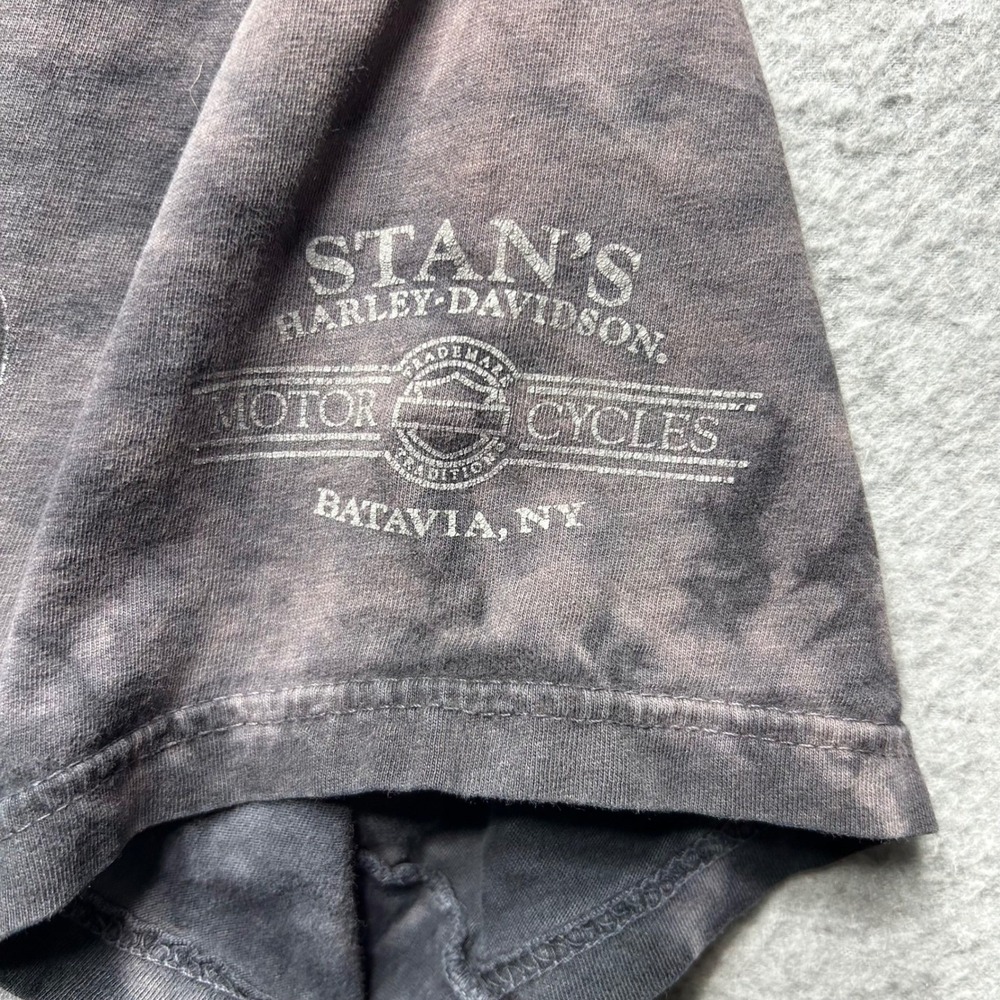 Harley Davidson Graphic T-Shirt Stan's Batavia NY Womens SM‎ Grey Tie Dye Biker - Picture 5 of 7